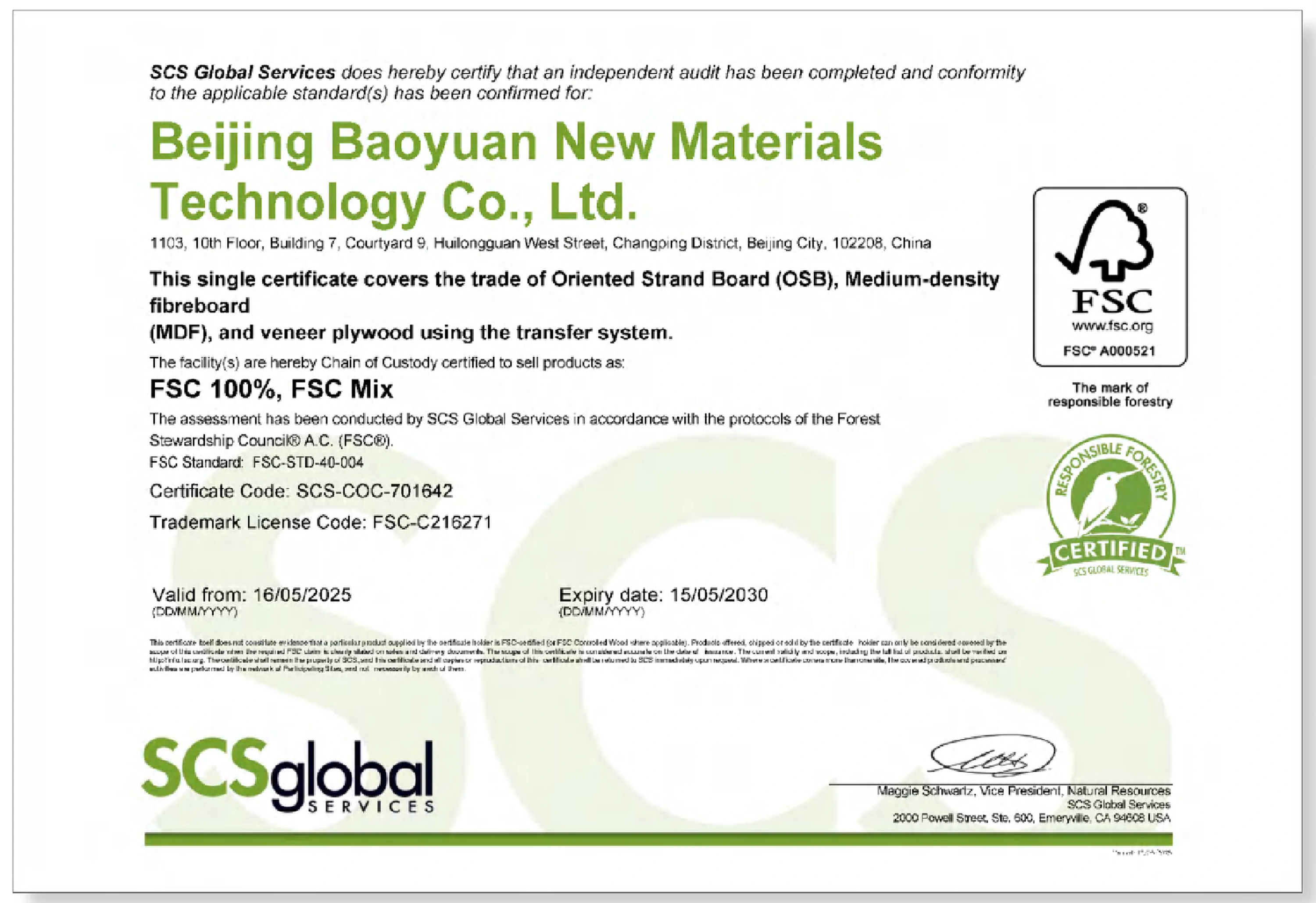 Certificado de Cadeia de Custódia FSC