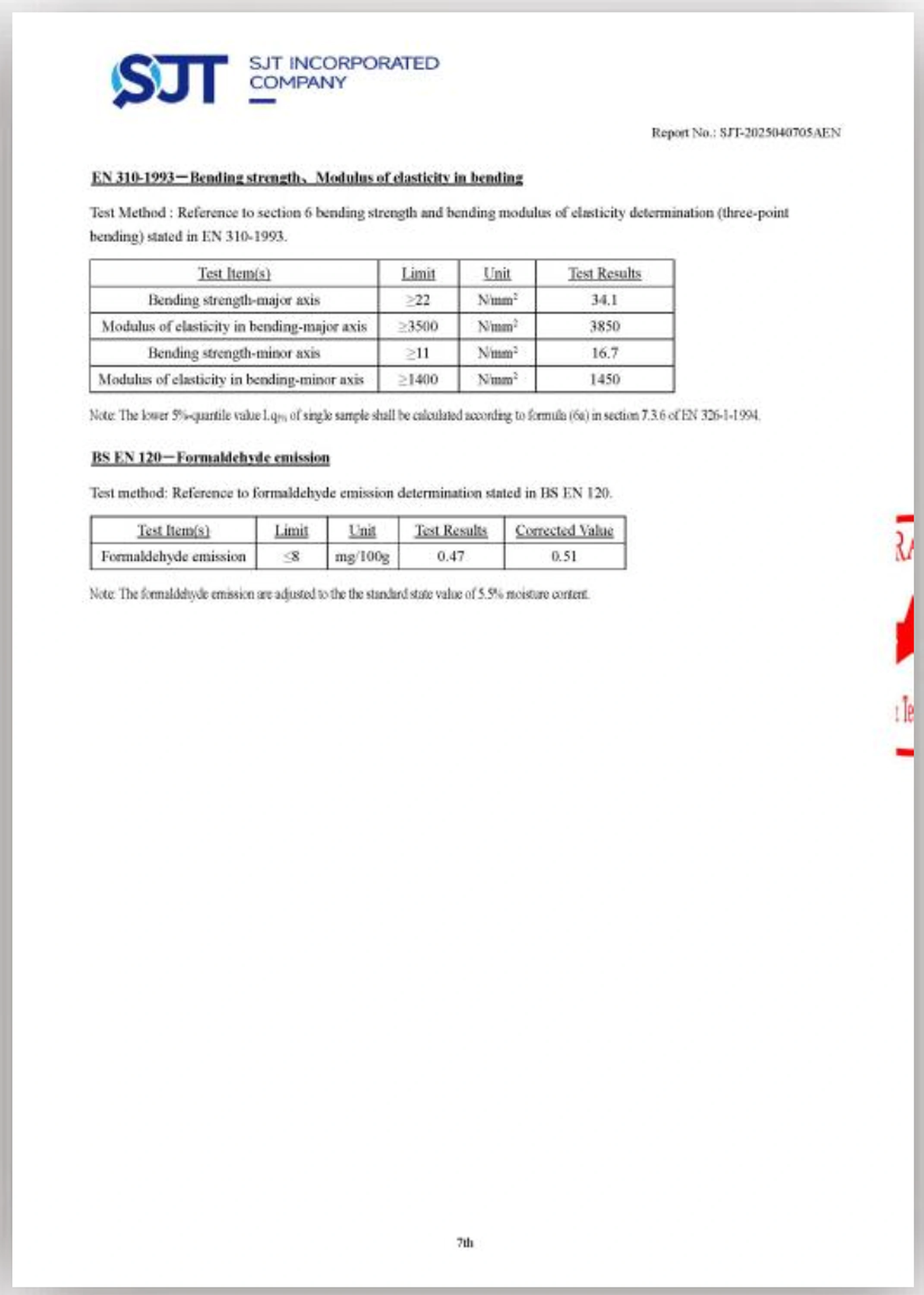 Relatório de ensaio SJT OSB