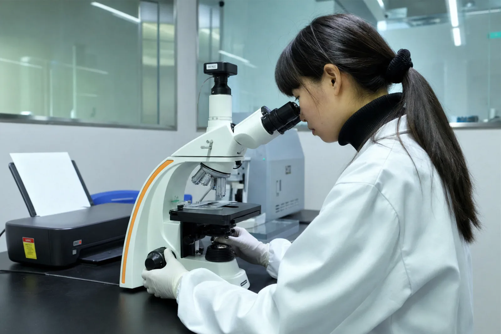 Bancada de inspecao microscopica